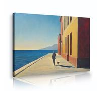 TOANGWALL Lienzo paseo marítimo perro paseando hombre contemporáneo bellas artes impresiones expresionismo pintura póster bar sala conferencias 40x60cm