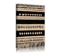 TOANGWALL Lienzo tribal Azteca beige triángulo diamante patrón pintado minimalista único obra impresa póster café pasillo 50x75cm