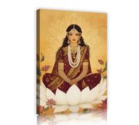 TOANGWALL Meditación zen pintura sobre lienzo Yoga Arte mural estético enmarcado Ilustración Póster impreso para dormitorio principal Decoración del estudio 50x75cm