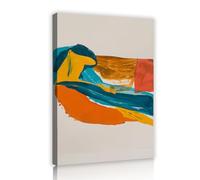 TOANGWALL Naranja Verde Azulado Lienzo Arte Pared Pinceladas Abstractas Pintura Óleo Fondo Beige Póster Gráfica Ilustración Obra para Salón Comedor Oficina Estudio Decoración 50x75cm
