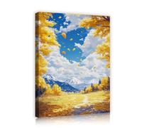 TOANGWALL Paisajes naturales lienzo arte mural de anime mural de bosque hojas doradas imágenes nevadas de montañas grabados de arte para oficina dormitorio decoración del salón 40x50cm
