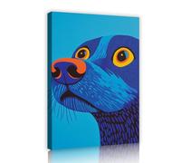 TOANGWALL Perro azul Pop Art Arte en la pared Póster vibrante de animales Arte enmarcado y funky Cuadro moderno para habitación infantil Dormitorio Decoración del hogar 40x60cm