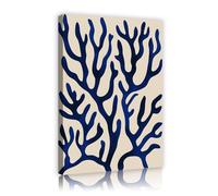 TOANGWALL Pintura de lienzo coral azul marino Póster minimalista de la vida oceánica Fondo abstracto de algas marinas beige Arte mural para la decoración del baño y dormitorio 40x60cm
