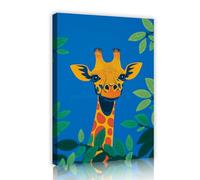 TOANGWALL Pop Art Estampado de lienzo de jirafa vibrante arte mural de animales cartel gráfico enmarcado pintura gráfica para sala de juegos habitación infantil decoración del hogar 50x75cm