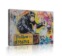 TOANGWALL Pop Art urbano en calles fotos de muros de monos sigue tus sueños grafitis para el salón garaje póster de animales enmarcado mural grabados en lienzo obras de arte 60x90cm