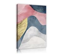 TOANGWALL Rosa Gris Marino Lienzo Impresión Arte Pared Pan de Oro Abstracto Acuarela Montaña Paisaje Gráfica Imagen Póster Obra para Habitación Niños Salón Dormitorio Estudio Decoración 80x120cm
