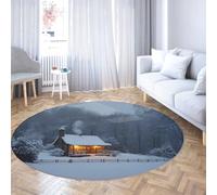 TOANGWALL Sunset Tropical Beach Round Tapete 80cm océano Palmera Redondo Grande Plegable Resistente Manchas Dormitorio Comedor Entrada Violeta Naranja Alfombra