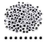 TOAOB 100 Piezas 12 mm Adhesivos Ojos Móviles Blanco Negro de Plástico Redondo Autoadhesivo Wiggle Eyes Utilizados para Manualidades de Scrapbooking Accesorios