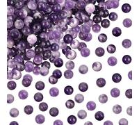TOAOB 100 Piezas Cuentas de Piedra Natural Amatista 6 mm Redondas Sueltas Piedras Semipreciosas con Agujero para Hacer collares Pulseras y Accesorios Joyería