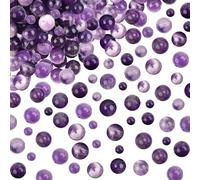 TOAOB 100 Piezas Cuentas de Piedra Natural Perlas de Amatista 4 mm 6 mm 8 mm Redondas Sueltas Piedras Semipreciosas con Agujero para Hacer Collares Pulseras y Accesorios Joyería