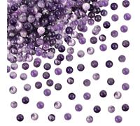 TOAOB 100 Piezas Cuentas de Piedra Natural Perlas de Amatista 4 mm Redondas Sueltas Piedras Semipreciosas con Agujero para Hacer Collares Pulseras y Accesorios Joyería