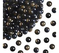 TOAOB 100 Piezas Cuentas de Piedra Natural Perlas de Obsidiana de Oro 8 mm Redondas Sueltas Piedras Semipreciosas con Agujero para Hacer collares Pulseras y Accesorios Joyería