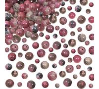 TOAOB 100 Piezas Cuentas de Piedra Natural Perlas de Rodonita 4 mm 6 mm 8 mm Redondas Sueltas Piedras Semipreciosas con Agujero para Hacer Collares Pulseras y Accesorios Joyería