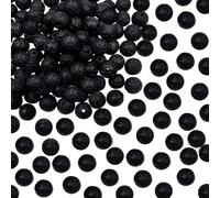 TOAOB 100 Piezas Cuentas Redondas de Piedra de Lava Natural de 8 mm Color Negro Sin Teñir Perlas de Energéticas para la Fabricación de Joyas y Yoga Pulsera