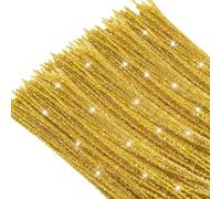 TOAOB 100 Piezas Limpiapipas Manualidades Alambre de Chenilla Dorado Pipe Cleaners 30cm x 6mm para Creatividad y Decoración Creación de Bricolaje