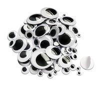 TOAOB 100 Piezas Ojos de Plástico Autoadhesivos 6 a 35 mm Redondas Wiggle Eyes Negro y Blanco para Manualidades Muñecas Decoración Bricolaje Scrapbooking Accesorios