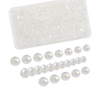 TOAOB - 1000 cuentas de cristal blanco AB redondas facetadas, bolas espaciadoras de 4 mm para hacer joyas, proyectos de manualidades