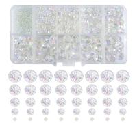 TOAOB - 1000 cuentas de cristal facetadas transparentes de color AB brillante briolette y redondas, cuentas espaciadoras de 2 mm, 4 mm, 6 mm, 8 mm, 10 mm, para manualidades, joyería, pulseras