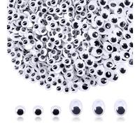TOAOB 1000 Piezas Ojos Móviles Adhesivos Plástico Autoadhesivos Wiggle Eyes Redondos Negros 6mm y 10mm para Bricolaje Manualidades Accesorios Scrapbooking Navidad Decoració