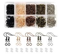 TOAOB 1350 Piezas Ganchos para Pendientes Kits 5 Colores Accesorios de Joyería y Anillos de Salto y Transparentes de Tuercas de Pendientes para Los Oídos para Hacer Joyas y Bricolaje