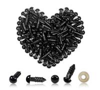 Toaob - 150 ojos de seguridad de 5 mm para Amigurumis negros, ojos con arandelas para muñecas, muñecos, creación de animales al ganchillo, manualidades, trabajos