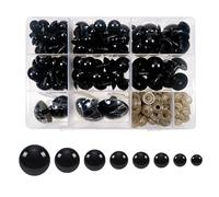 TOAOB 150 Piezas Ojos de Seguridad para Amigurumi 14-40 mm Ojos Manualidades de Plástico Negro con Arandelas para Hacer Ganchillo Muñecas de Crochet Tejer Animales