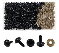 TOAOB 150 Piezas Ojos de Seguridad para Amigurumi con Arandelas 12 mm Ojos Manualidades de Plástic Negro para Accesorios Hacer Tejer Peluche Animales