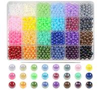 TOAOB 1680 Piezas Cuentas de Plástico Multicolor de 6 mm Cuentas a Granel 24 Colores para Hacer Joyas Pequeñas Perlas de Nacaradas Creativas con Agujas de Cuentas y Caja de Almacenamiento