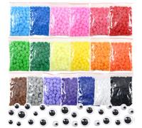 TOAOB 1900 Piezas Pompones Grandes 19 Colores de Aproximadamente 10 mm Bolas de Fieltro y 100 Piezas 5 mm a 8 mm Ojos Móviles Negros para Manualidades Creativas y Decoraciones Bricolaje