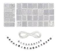 TOAOB 1940 piezas 4 x 7 mm blanco redondo acrílico alfabeto letra A a Zy número 1 a 9 cuentas para bisutería, pulseras, collares, llaveros y joyas para niños