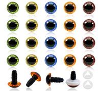 TOAOB 20 Piezas Ojos de Seguridad para Amigurumis Brillantes de Plástico 13 mm Ojos Manualidades 5 Colores con Arandelas para Hacer Marioneta Peluche Tejer Animales