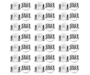 TOAOB 20 Piezas Tuercas de Pendientes Plata 925 de 5 x 5.5 mm Cierres Tapón de Seguridad Tope Posterior Mariposa Tamaños Universal para Hacer Bisutería Fabricación de Joyas