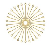 TOAOB - 200 alfileres de ojo abierto de 35 mm chapados en oro de 24 quilates, pasadores de aguja flexibles para hacer joyas, aretes, hallazgos, manualidades