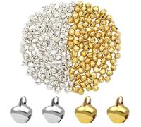 TOAOB 200 cascabeles de metal pequeños campanilla Jingle Bells 8mm oro y plata para bricolaje, fabricación de joyas, decoración de fiesta de Navidad, interior sonajero