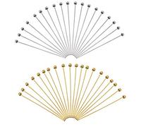TOAOB 200 Piezas cabeza de bola de 50 x 0.7 mm de latón alfileres rectos para manualidades, collares y pendientes, pulseras, creación de joyas de oro y plata