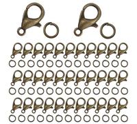 TOAOB 200 Piezas de Langosta Cierre de Bronce de 12 x 6 mm y Anillos de Salto Abiertos de 5 mm de Metal para Fijación de Pulsera Cierres de Collar Accesorios de Bricolaje para Fabricación de Joyas