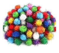 TOAOB 200 Piezas Pompones de Colores para Manualidades con Purpurina de 20 mm Pompones de Peluche Esponjoso para Decorar Costura Divertidas