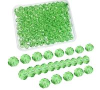 TOAOB 220 Piezas Cuentas de Vidrio 6 mm Polifacético de Cristal Facetado Checas Verde Claro Transparentes Redondas Granos de Cristal para Hacer Bisuteria y Manualidades Collares Pulseras Accesorios