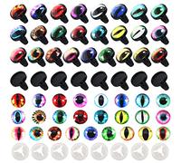 TOAOB - 25 pares de ojos de dragón de cristal de 12 mm, varios colores con parte trasera plana, cabujones de cúpula con discos y arandelas para animales de peluche, Amigurumis, osos de ganchillo, muñecas