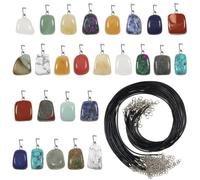 TOAOB 26 Piezas Colgantes de Piedra Natural de Colorida Colgantes Irregulares y 45 mm de Cordón de Cera Negra para Creación de Joyas Artesanales Pendientes Llaveros Collares y Pulseras