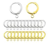 TOAOB 30 Piezas Ganchos para Pendientes de Alambre Francés 15 x 11.7 mm Tonos 18K Dorados y Tonos Plateados Cierres de Palanca de Latón Pendiente de Aro para Accesorios de Fabricación de Joyas