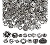 TOAOB 300 Piezas Abalorios Espaciadoras de 15 Estilos Cuentas Espaciadoras Tibetanas Plata de Metal Cuentas Sueltas para DIY Pulseras Collares Colgantes Pendientes Joyería Bisutería