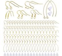 TOAOB 300 Piezas Enganches Pendientes Acero Inoxidable Dorado con 6 Estilos Ganchos para y Cierres de Silicona Transparents 5x4mm para Crear Joyas de Bricolaje