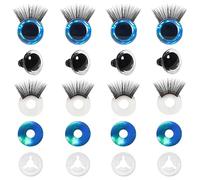 TOAOB 4 Kits Ojos de Seguridad de 25mm Azul Ojos de Muñeca Brillantes de Plástico con Pestañas y Arandelas para Manualidades Ganchillo Marionetas Peluches