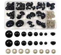 TOAOB 40 ojos de seguridad amigurumis de 14 a 30 mm, ojos de muñecas de animales de peluche de plástico negro y nariz de seguridad con arandelas para hacer artesanales títeres animales de punto
