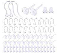 TOAOB 400 Piezas Ganchos para Pendientes de Resina Transparente Grandes con Base de Pendientes de Plástico y 4 mm con Cierres para Pendientes Blancos