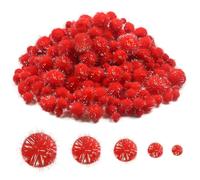 TOAOB 400 Piezas Pompones para Manualidades de Rojo Iridiscentes 10 a 30 mm Pompones de Peluche Esponjoso para Creativas Decoración Guirnaldas y Borlas