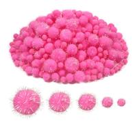 TOAOB 400 Piezas Pompones para Manualidades de Rosa Iridiscentes 10 a 30 mm Pompones de Peluche Esponjoso para Creativas Decoración Guirnaldas y Borlas