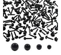 TOAOB 480 Piezas Ojos de Seguridad para Amigurumi 3 a 6 mm Ojos de Plástico Negro Enchufe Directo para Hacer Muñecas Manualidades de Crochet Tejer Animales