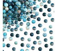 TOAOB 50 Piezas Cuentas de Piedra Natural Perlas de Apatita Azul 8 mm Redondas Sueltas Piedras Semipreciosas con Agujero para Hacer Collares Pulseras y Accesorios Joyería